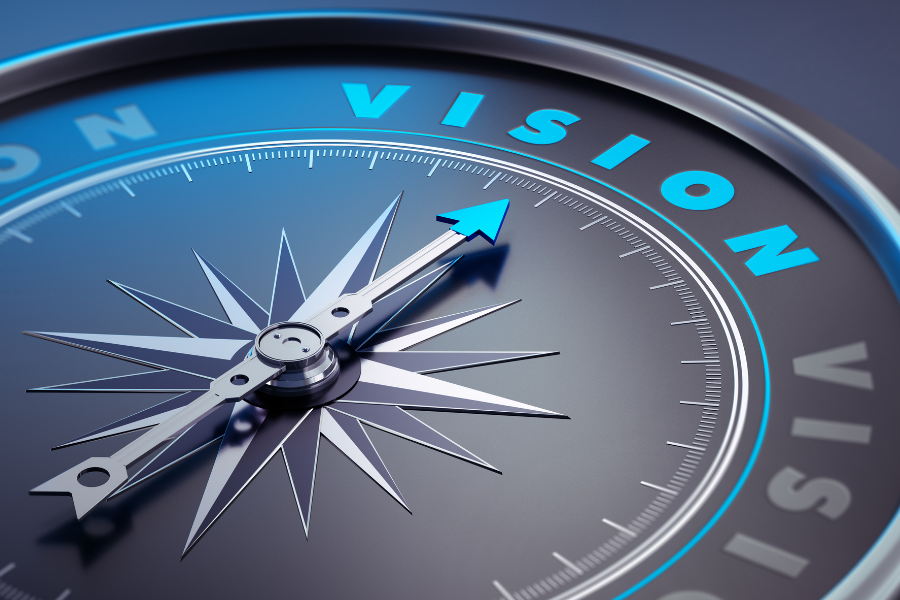 Compass image pointing to Vision