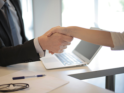 A handshake after a successful interview